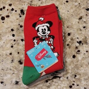 Disney Mickey Mouse Print Socks 3 Pair NWT